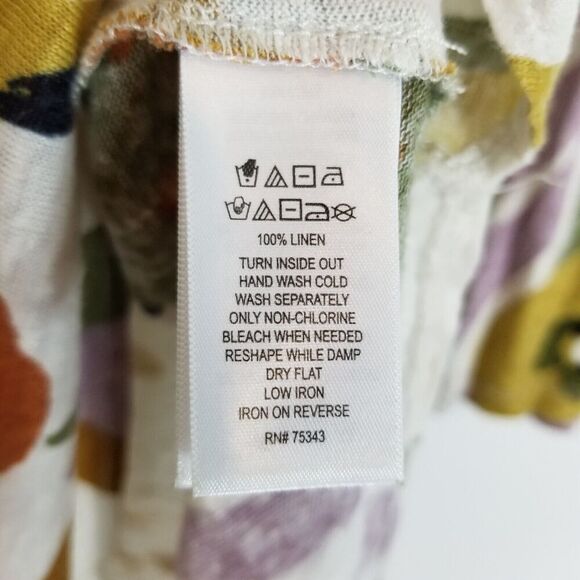 Rachel Zoe Women Plus  Linen Tunic Size 2X Top Artsy Floral Short Sleeves Blouse - Picture 4 of 4